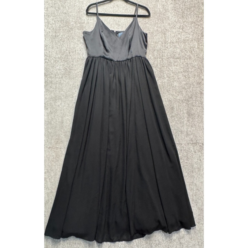 ModCloth Witchy Black Satin Maxi Dress‎ Gothic Romantic Formal Women 14